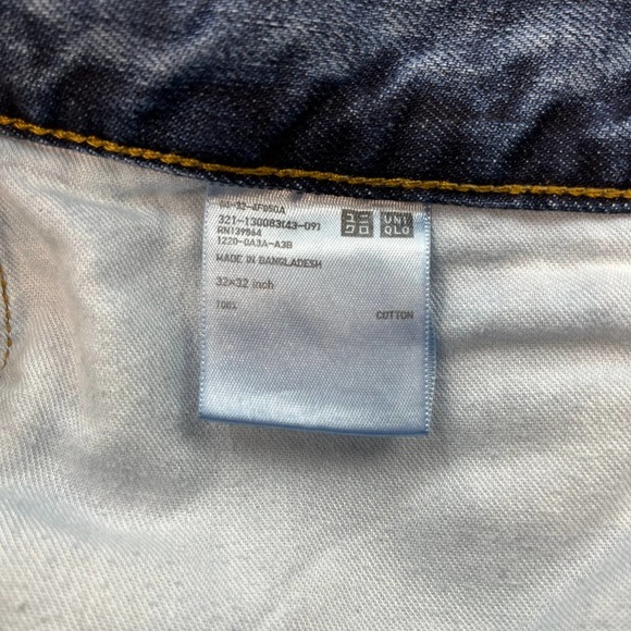Uniqlo Selvedge Jeans Mens 32x32 Blue Denim Slim Straight Fit Medium Wash - Picture 7 of 8